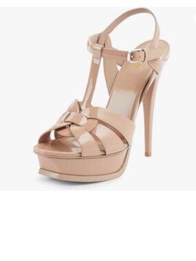 YDN Nude Strappy High Heeled Platform Peep Toe Stiletto Heels T-strap Sandals